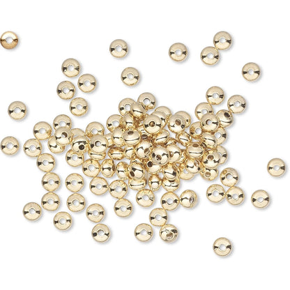 Gold Plated Brass Smooth Rondelle Spacer Beads, 3x2mm, 144 pcs