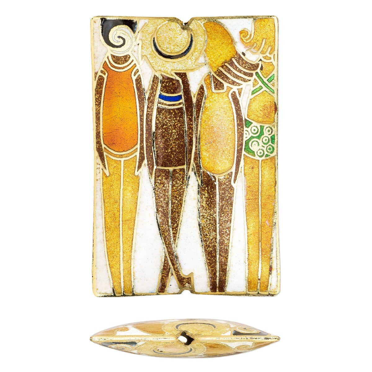 Cloisonné Beach Girls Focal Bead 59x40mm, 1 pc