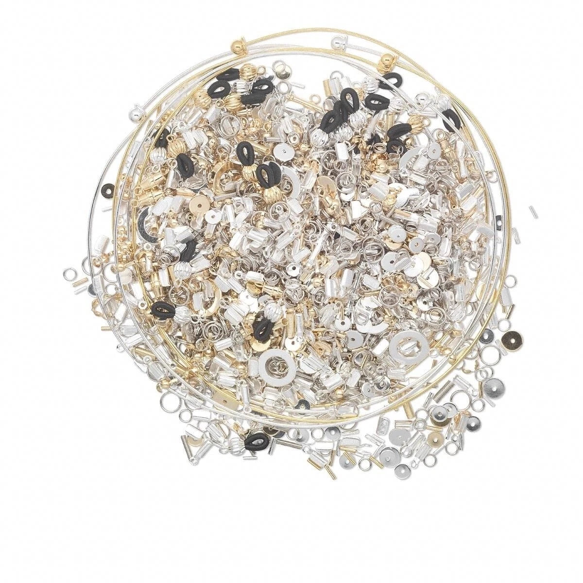 Gold & Silver Plated Mixed Findings Grab Bag, Approx. 900 pcs, 1 Pound