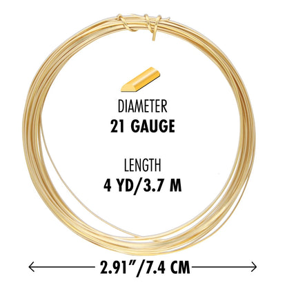 Beadsmith Gold Half Round Non-Tarnish Copper Wire, 21 Gauge (0.72mm), 4 Yards