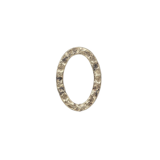 Antiqued Gold Steel Hammered Oval Links, 18x13mm, Double-Sided, 12 pcs
