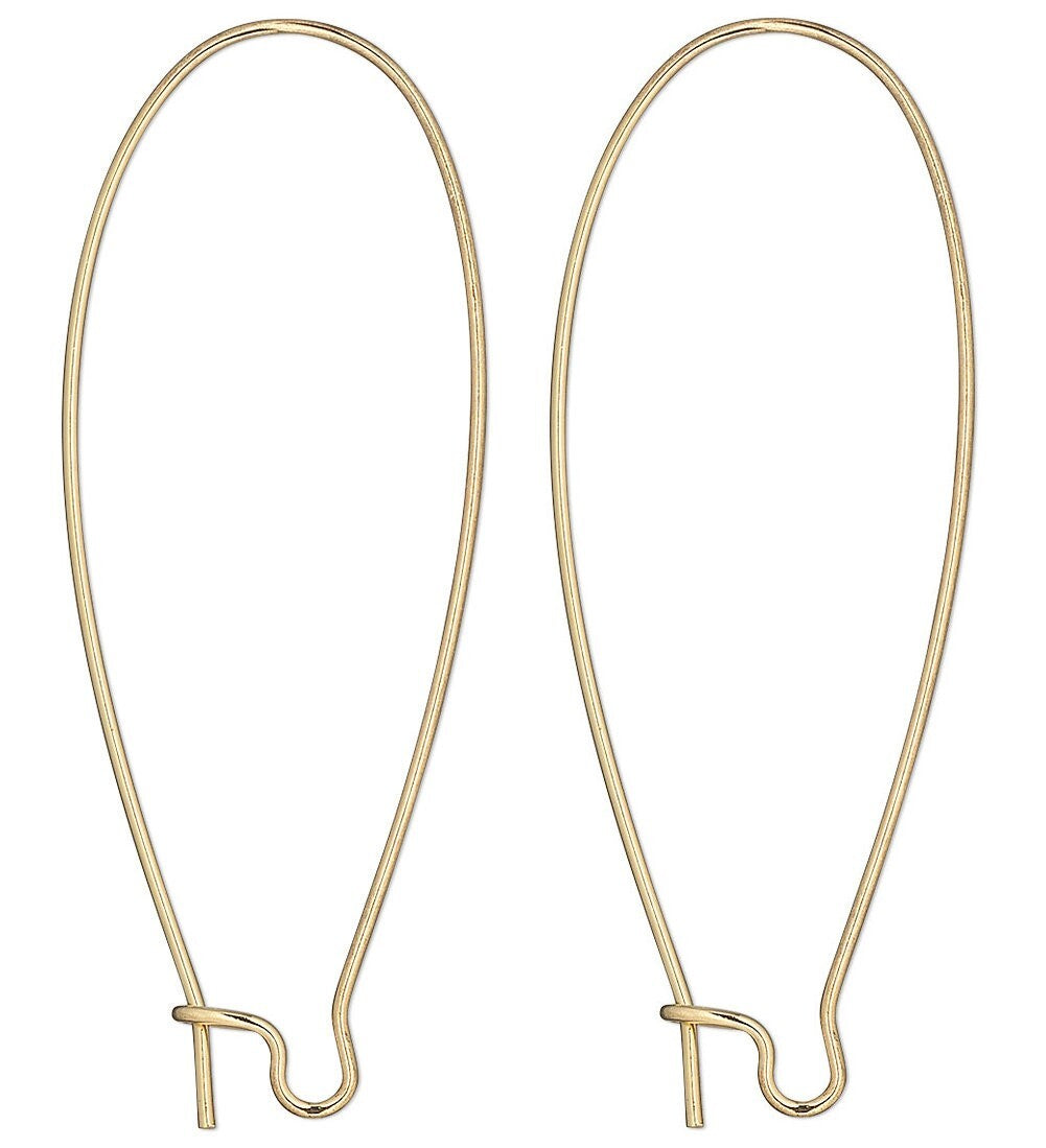 Gold Plated Stainless Steel 47x21mm Long Kidney Ear Wires