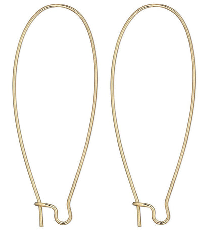 Gold Plated Stainless Steel 47x21mm Long Kidney Ear Wires