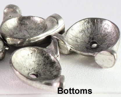 Antiqued Silver Plated Pewter Christmas Bead Caps, Santa & Snowman, 11x22mm, 6 Sets