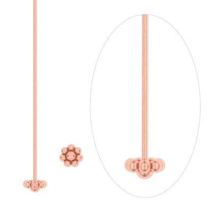 Copper Head Pins, 4mm Ball Head, 20 Gauge, 2-1/2 inch, 24 pcs