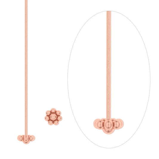 Copper Head Pins, 4mm Ball Head, 20 Gauge, 2-1/2 inch, 24 pcs