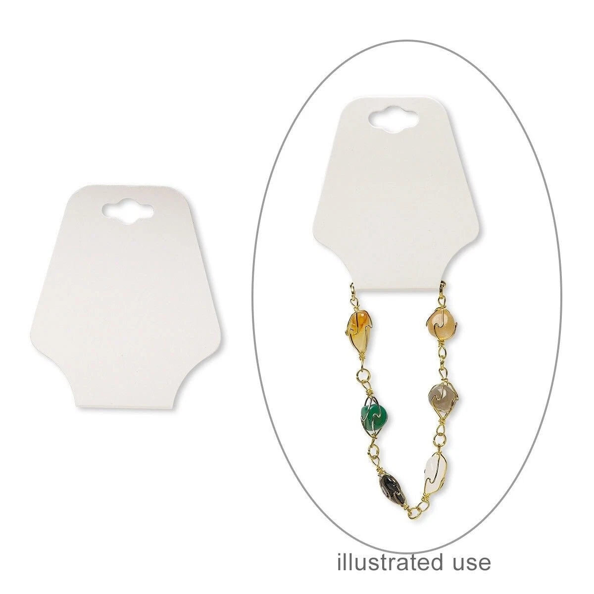 Cream Adhesive Cardstock Necklace & Bracelet Display Cards, 2.5x2 inch, 100 pcs