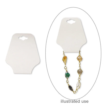 Cream Adhesive Cardstock Necklace & Bracelet Display Cards, 2.5x2 inch, 100 pcs