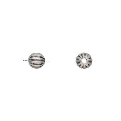 Antiqued Silver Plated Brass 6mm Corrugated Round Spacer Beads 1.3mm Hole (100 pc)