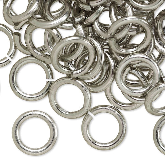 Anodized Aluminum Round Jump Rings, Metallic Grey, 12mm, 12 Gauge, 100 pcs