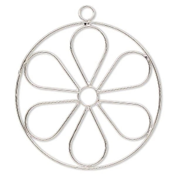 Steel Wire Flower Ornament Frame, 4 inch, 2 pcs