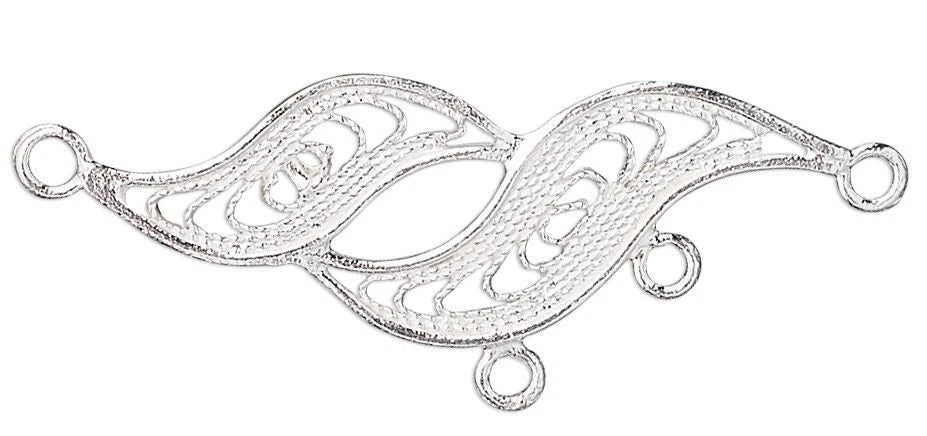 Sterling Silver Fancy Filigree Earring Drop Connectors, 27x11mm - 1 Pair