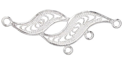 Sterling Silver Fancy Filigree Earring Drop Connectors, 27x11mm - 1 Pair