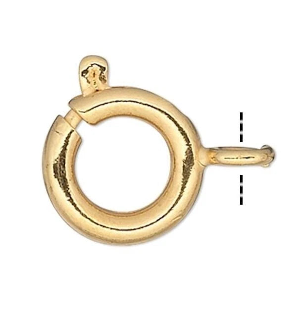 Spring Ring Clasp, Gold Plated Brass 9mm, 100 pcs