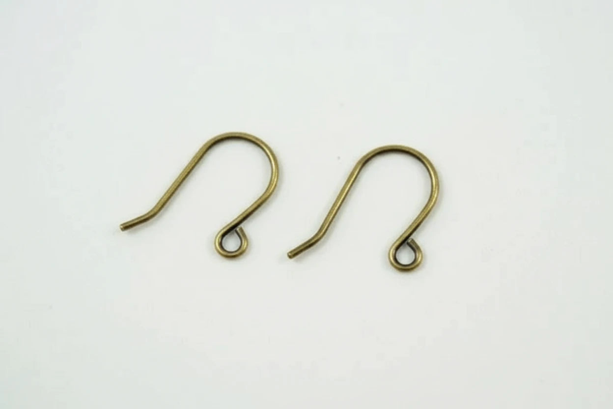 Beadsmith Antiqued Brass Fishhook Ear Wires, 15mm, 24 Gauge, 50 Pairs