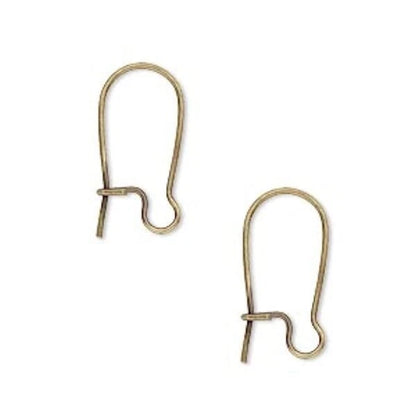 Antiqued Gold Plated Brass Kidney Ear Wires with Open Loop, 18mm, 50 Pairs