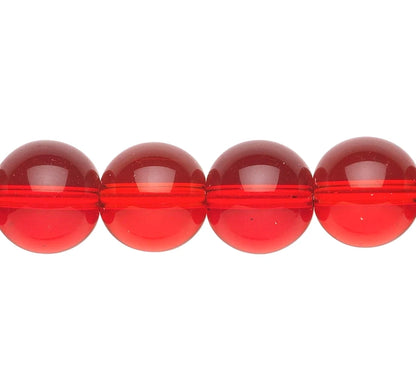 Glass Transparent Light Red Round Beads, 12mm, 1 Strand (approx. 80)