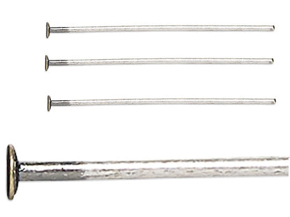 Head Pins, Antiqued Silver Plated Brass, 2 inch, 21 Gauge, 144 pcs