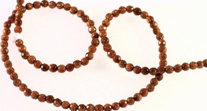 Beads, Brown Goldstone (Manmade) 4mm Faceted Round, 1 Strand (approx. 92-112 pcs)