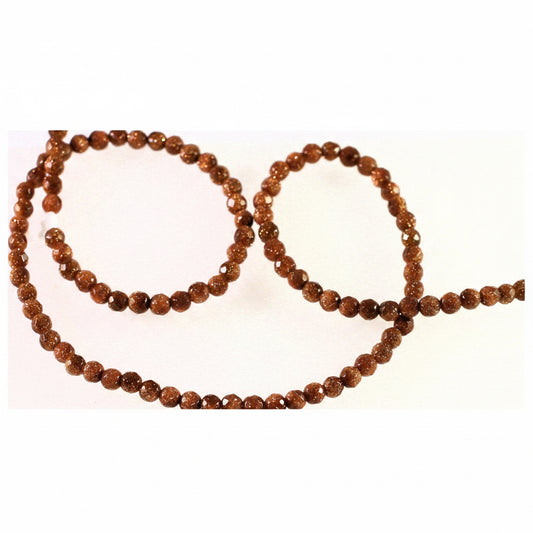 Beads, Brown Goldstone (Manmade) 4mm Faceted Round, 1 Strand (approx. 92-112 pcs)