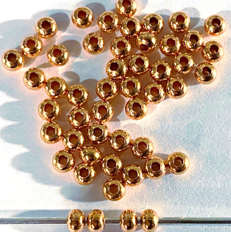 Beadsmith Smooth Copper Donut Rondelle Beads, 3mm, 144 pcs