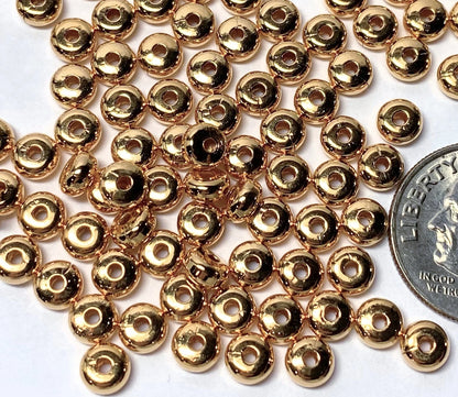 Gold Plated Brass Smooth Heishi Spacer Beads, 4.5x2.4mm, 144 pcs