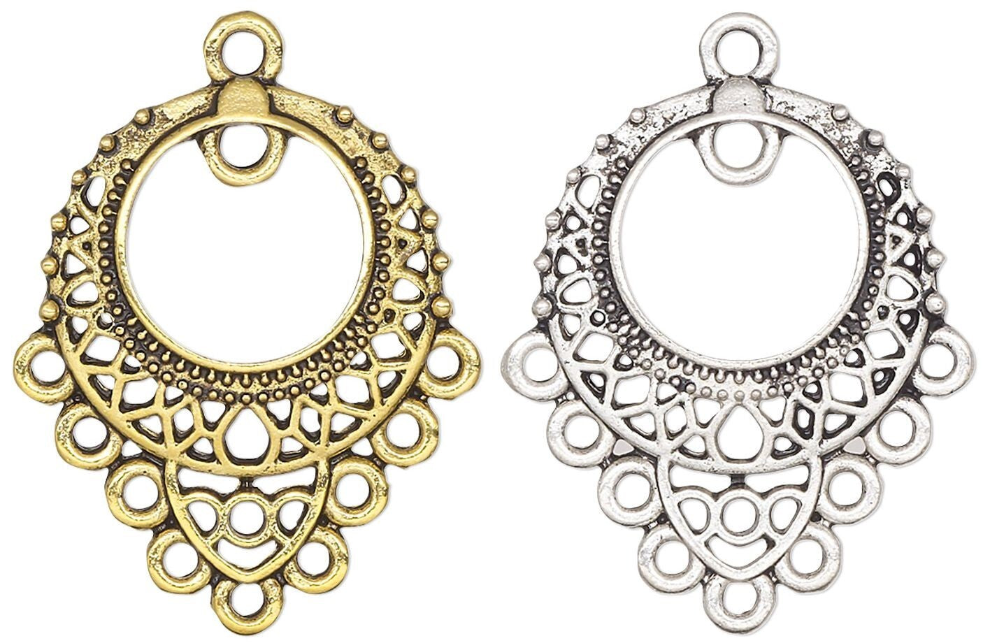 Antiqued Pewter Filigree Chandelier Earring Connectors 26x23mm - 10 pcs