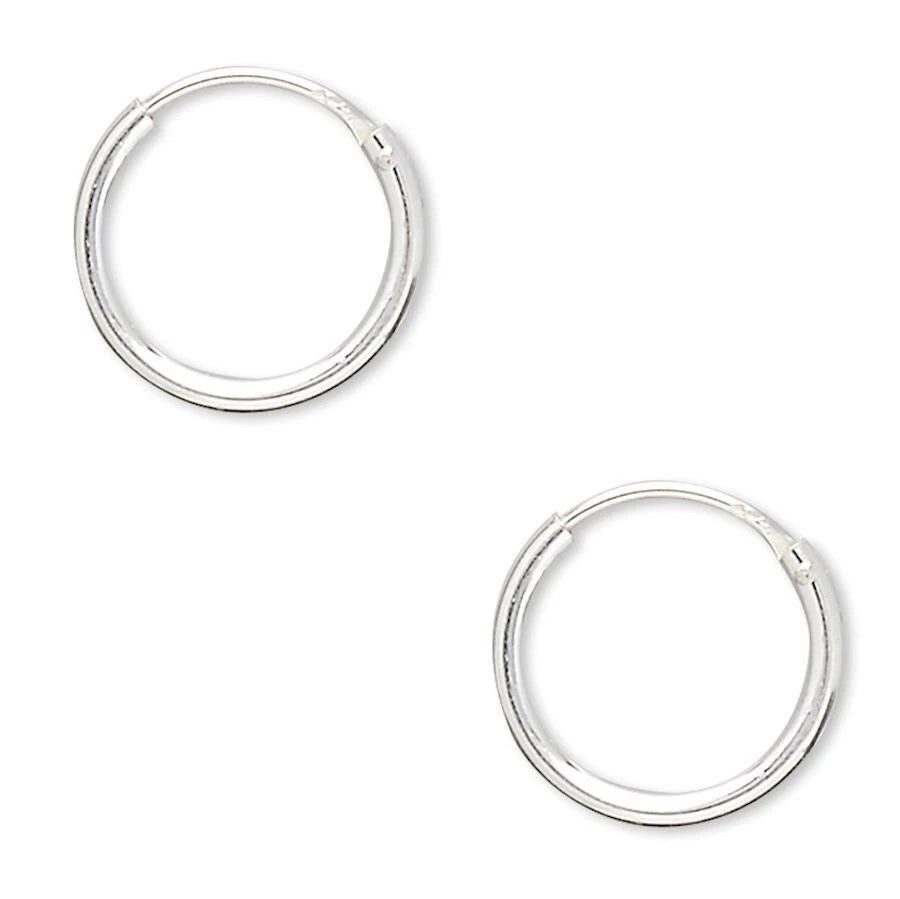 Sterling Silver Endless Hoop Earrings 12mm Round, 4 Pairs
