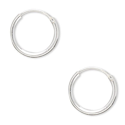 Sterling Silver Endless Hoop Earrings 12mm Round, 4 Pairs
