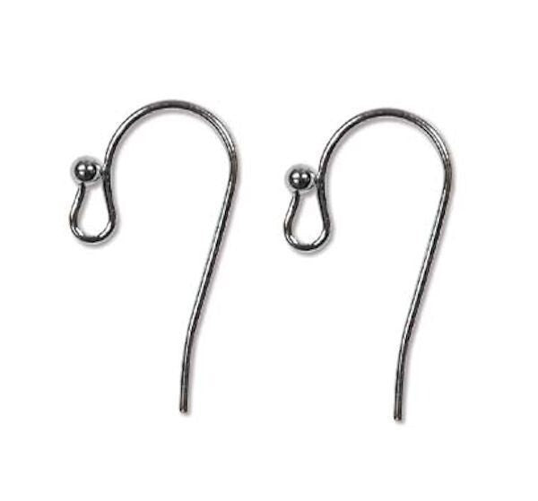 BeadSmith Black Oxide 20mm Fish Hook Ear Wires with 2mm Ball & Open Loop