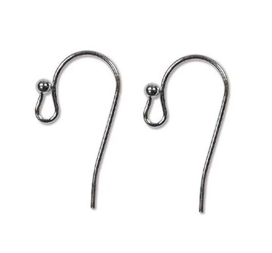 BeadSmith Black Oxide 20mm Fish Hook Ear Wires with 2mm Ball & Open Loop