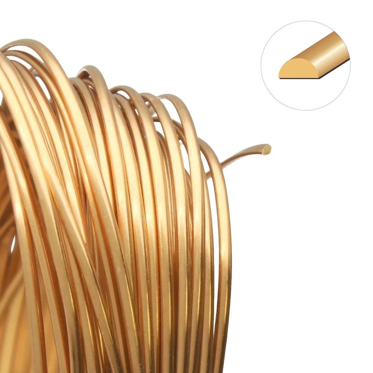 Beadsmith Non-Tarnish Gold Plated Copper Half Round Wire, 18 Gauge, 4 Yards
