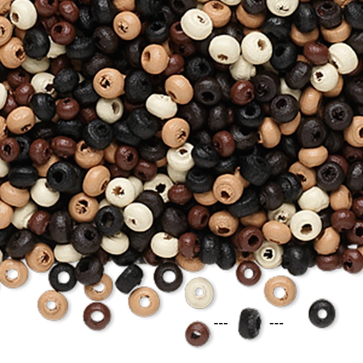 Wooden Rondelle Beads 3x2mm Assorted Natural Colors – 90g (~9000 pcs)