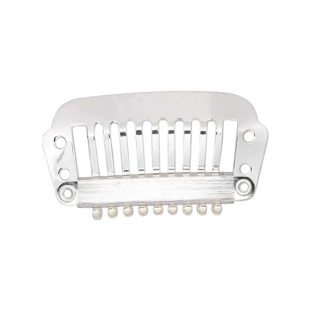 Silver Plated Stainless Steel Hair Combs with 4 Pre-Drilled Holes, 32x12mm, 12 pcs