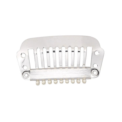 Silver Plated Stainless Steel Hair Combs with 4 Pre-Drilled Holes, 32x12mm, 12 pcs