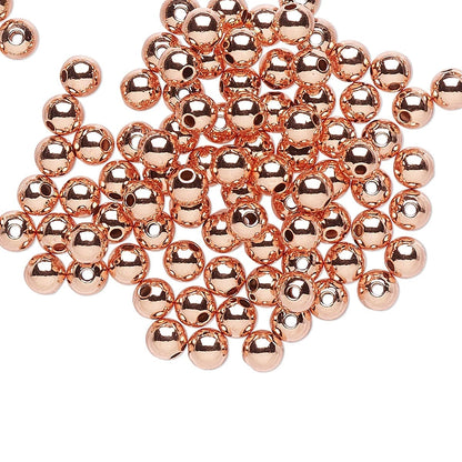 Beadsmith Copper Plated Brass 4mm Smooth Round Beads, 144 pcs