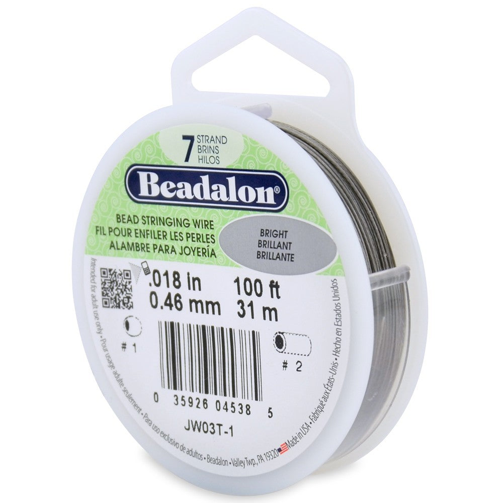 Beadalon 7 Strand Bright Beading Wire 0.018" Diameter, 100 Foot Spool