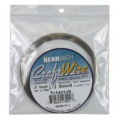 Non-Tarnish Titanium Colored Copper Half Round Wire, 18 Gauge (1.02mm), 4 Yards