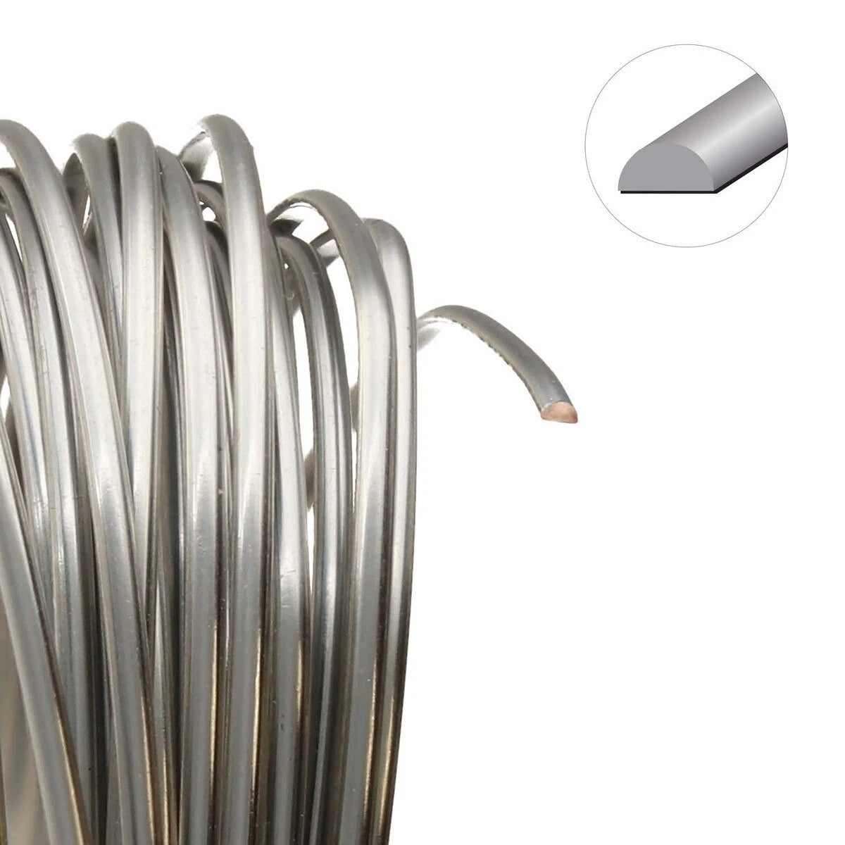 Non-Tarnish Titanium Colored Copper Half Round Wire, 18 Gauge (1.02mm), 4 Yards