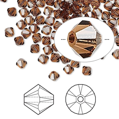 Swarovski Smoked Topaz 5328 Xilion Bicone Beads, 4mm - 48 pcs