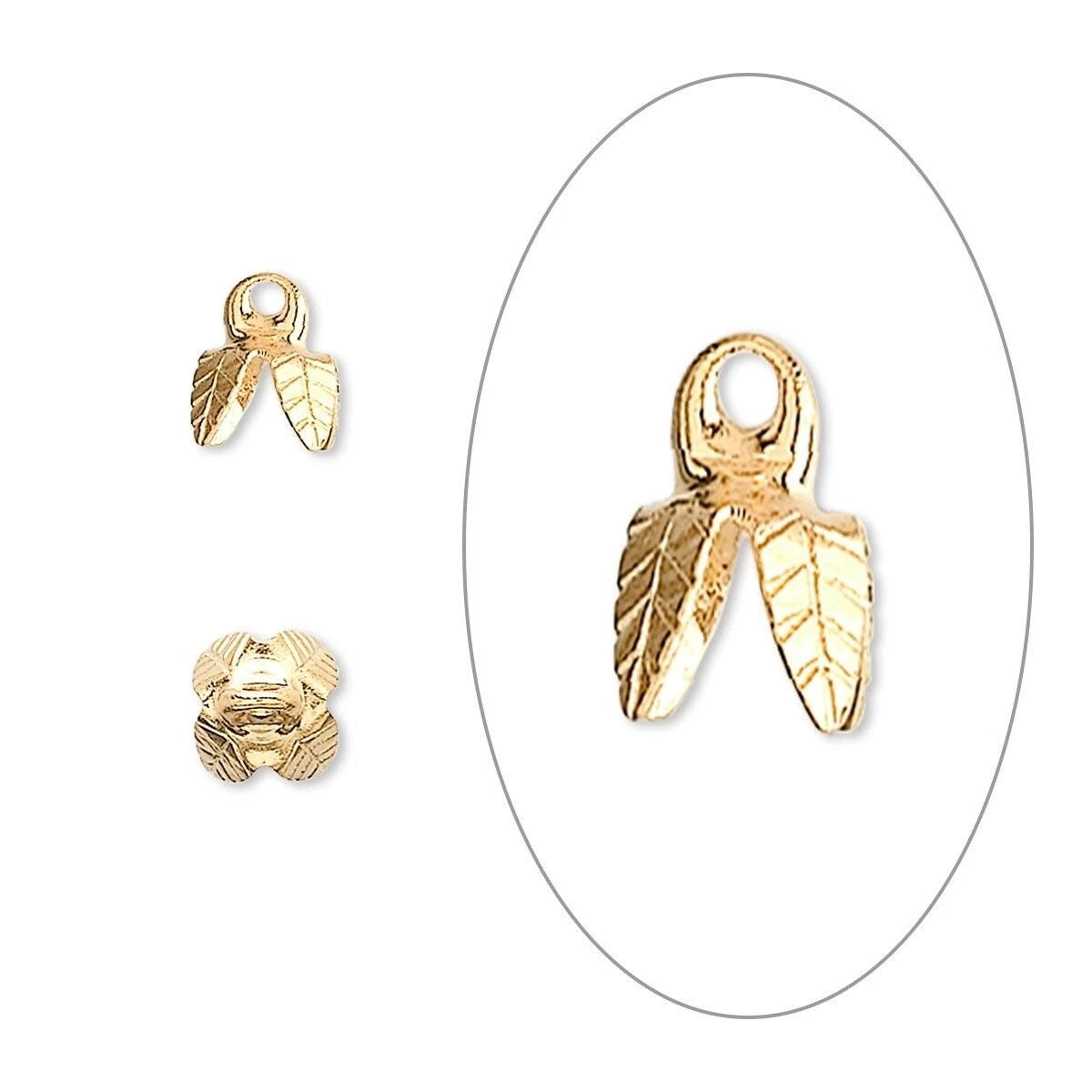 Gold Plated Brass 4-Prong Leaf Bell Bead Caps, 6x5mm, Fits 6-8mm Beads, 100 pcs
