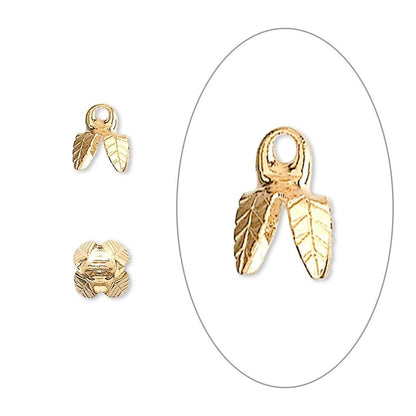 Gold Plated Brass 4-Prong Leaf Bell Bead Caps, 6x5mm, Fits 6-8mm Beads, 100 pcs