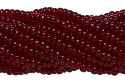 Transparent Ruby Red Czech Glass #11 Round Seed Beads - 1 Hank