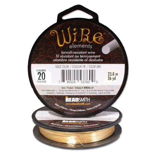Beadsmith Tarnish Resistant Gold Round Wire, 20 Gauge, 26 Yards