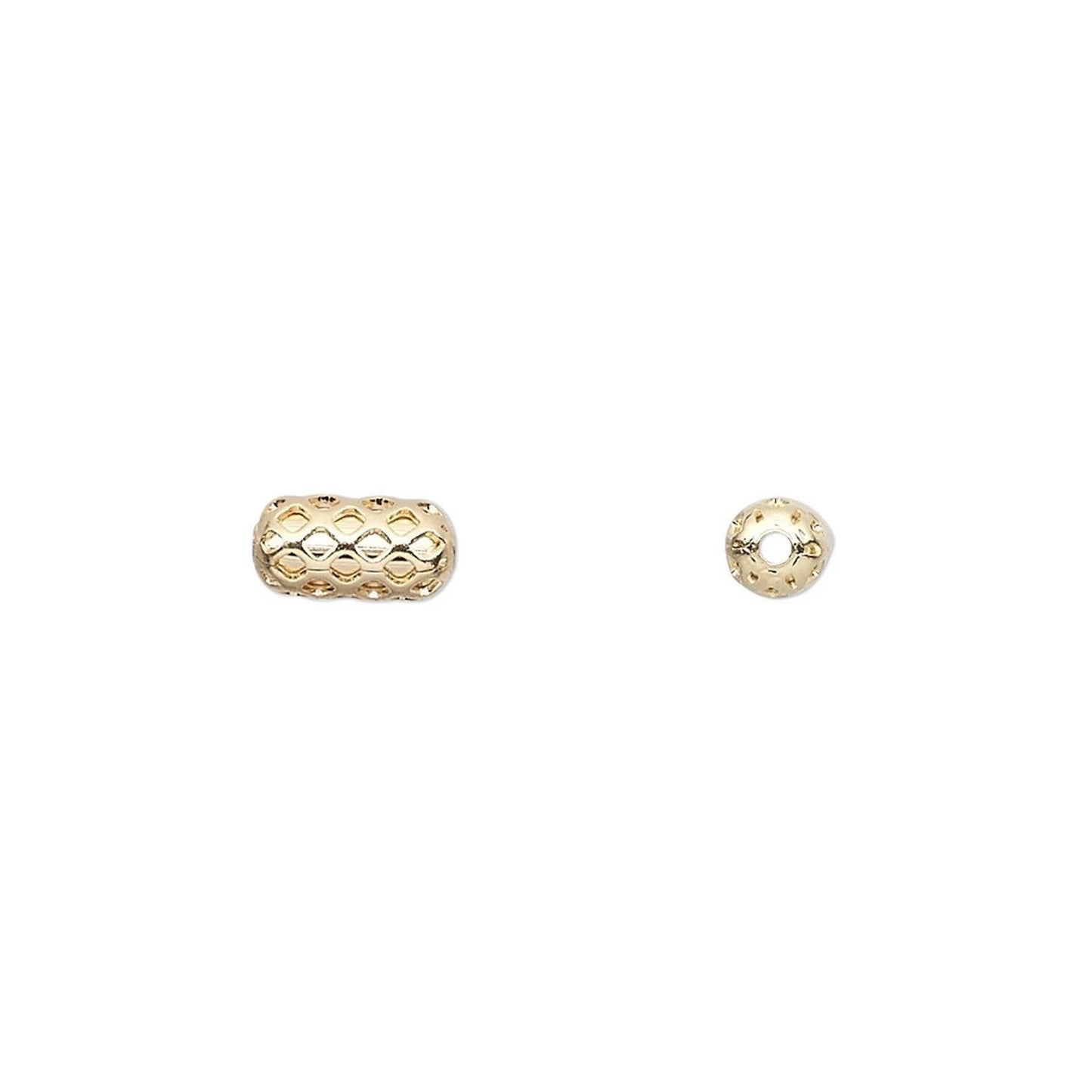 Gold Plated Brass Cut Filigree Weave Capsule Beads, 8x4mm, 100 pcs