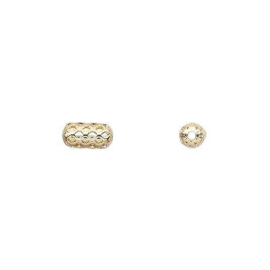 Gold Plated Brass Cut Filigree Weave Capsule Beads, 8x4mm, 100 pcs