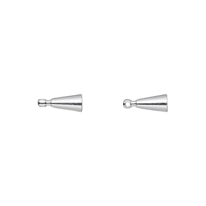 Silver Plated Brass Cone with Loop Memory Wire End Beads, 6.5x4mm, 12 pcs