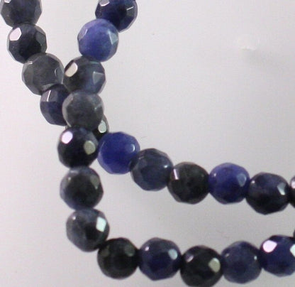 Beads, Sodalite (Natural) B Grade 4mm Faceted Round, 1 Strand (approx. 96 pcs)