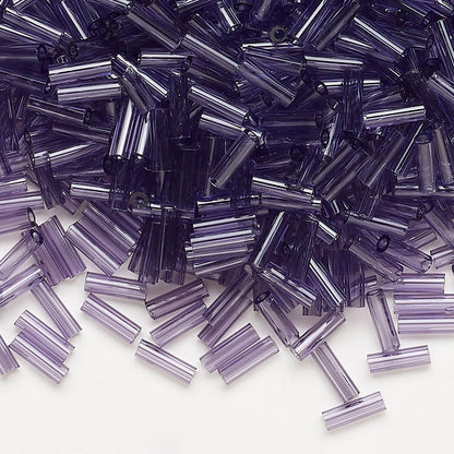 Dyna-Mites Transparent Amethyst Purple Glass Bugle Beads, 6mm - 35g