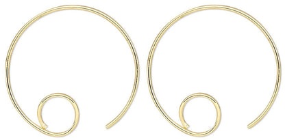 Gold Plated Brass 16mm Round Beading Hoop Earrings with 5mm Open Loop 22 Gauge (100 pc)